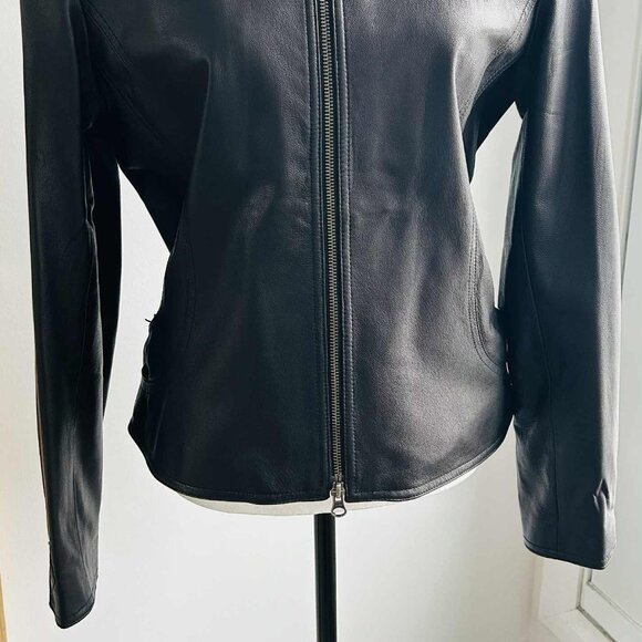 Harley-Davidson Black Leather Moto Jacket with Embroidered Filigree – US L - Picture 7 of 12